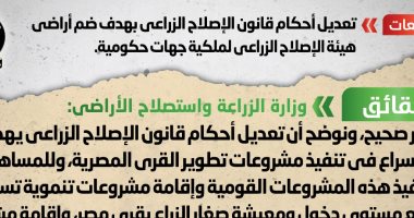 الحكومة ترد على شائعة تعديل أحكام قانون الإصلاح الزراعى