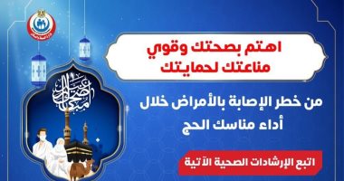 الصحة تكشف 5 إرشادات للحجاج لتقوية المناعة خلال أداء المناسك.. إنفوجراف