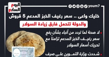 خليك واعى.. سعر رغيف الخبز 5 قروش والدولة تتحمل فارق زيادة السولار.. إنفوجراف