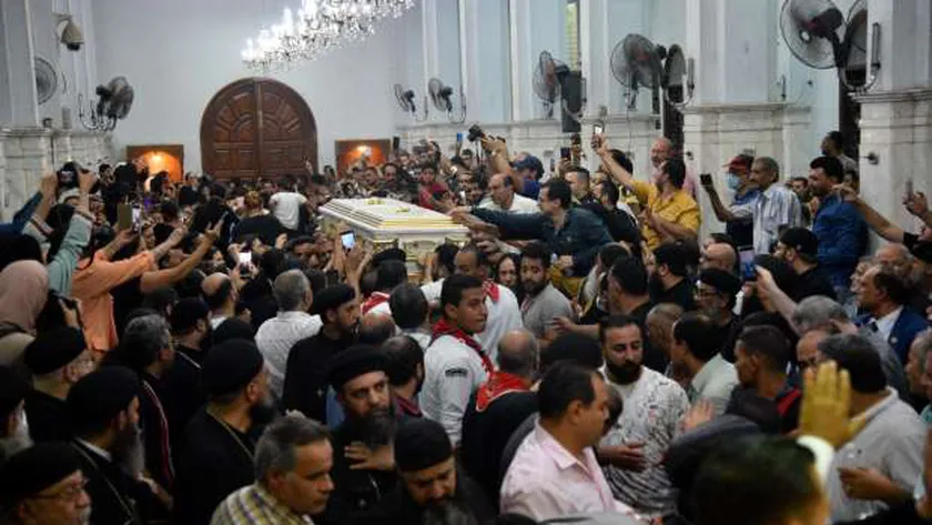 أثناء تشييع جثامين ضحايا حريق كنيسة أبو سيفين