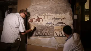 أعمال الترميم الأثرية بمعبد أبديوس