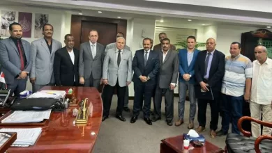 محمد اسماعيل خلال لقائه مع رئيس النقابة العامة للمرافق وممثلي شركات الكهرباء