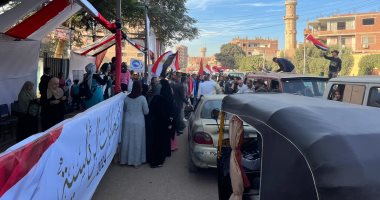 طوابير الناخبين وأعلام مصر تزين لجنة القومية فى العجوزة.. صور