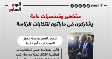 مشاهير وشخصيات عامة يشاركون فى ماراثون انتخابات الرئاسة.. إنفوجراف