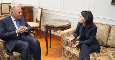 سامح شكرى يستقبل نظيرته الألمانية فى مقر الخارجية بالعاصمة الإدارية